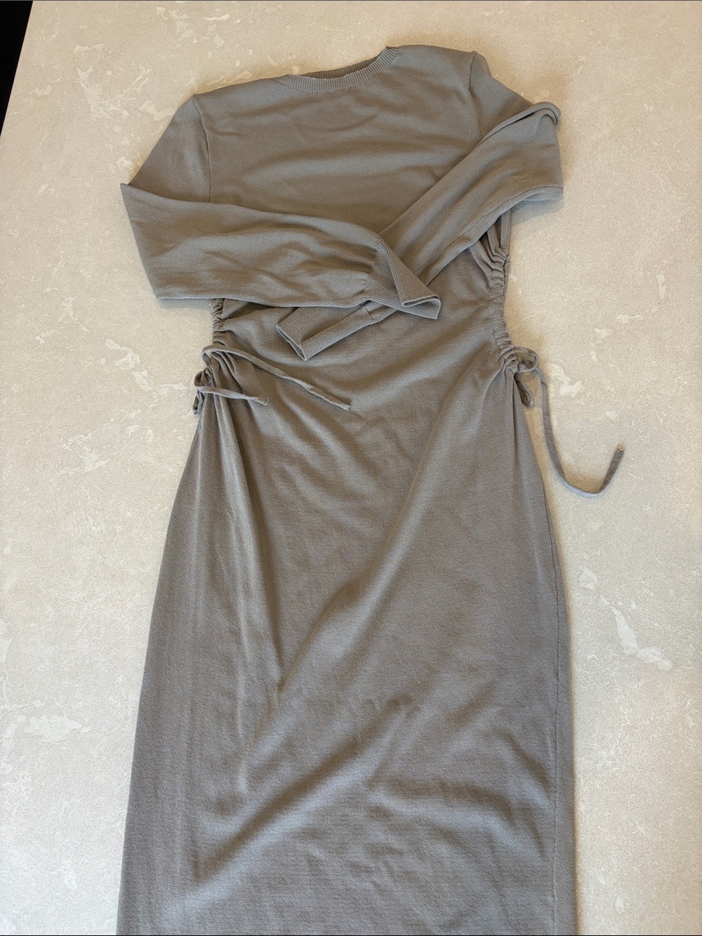 Zara Long Sleeve Midi Dress in Taupe